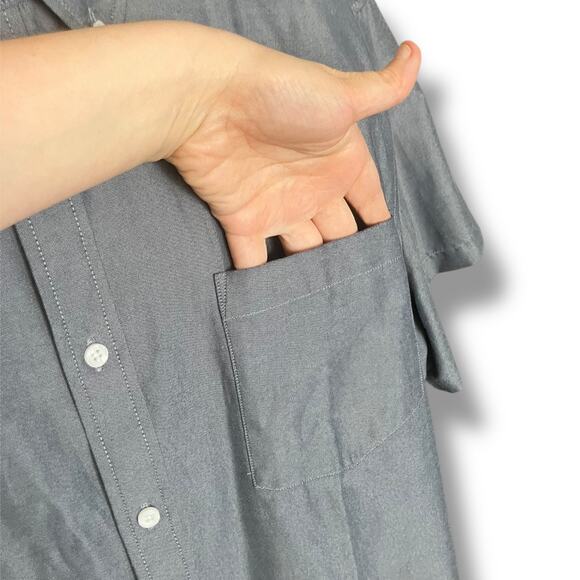 Oxford Men’s Luxury Collection Shirt XL Gray Short Sleeve Button Up - Picture 5 of 10